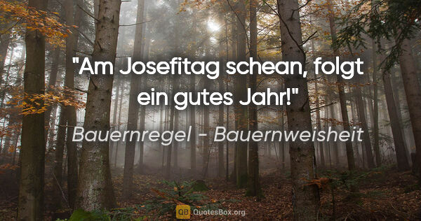 Bauernregel - Bauernweisheit Zitat: "Am Josefitag schean, folgt ein gutes Jahr!"