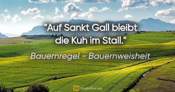 Bauernregel - Bauernweisheit Zitat: "Auf Sankt Gall bleibt die Kuh im Stall."