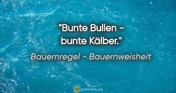 Bauernregel - Bauernweisheit Zitat: "Bunte Bullen - bunte Kälber."