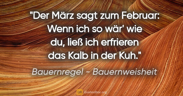 Bauernregel - Bauernweisheit Zitat: "Der März sagt zum Februar: "Wenn ich so wär' wie du, ließ ich..."