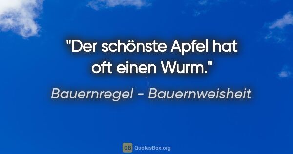 Bauernregel - Bauernweisheit Zitat: "Der schönste Apfel hat oft einen Wurm."