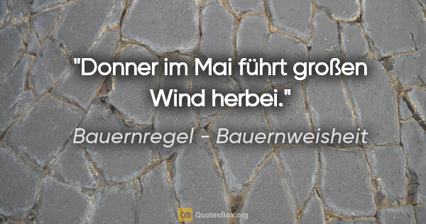 Bauernregel - Bauernweisheit Zitat: "Donner im Mai führt großen Wind herbei."