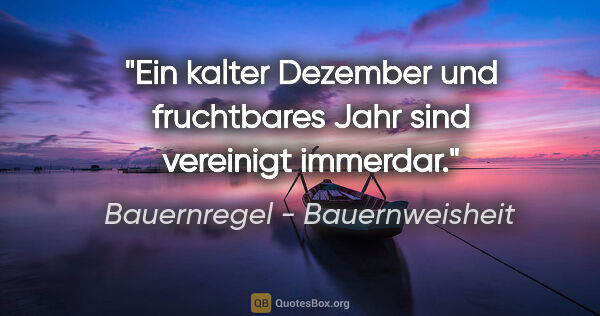 Bauernregel - Bauernweisheit Zitat: "Ein kalter Dezember und fruchtbares Jahr sind vereinigt immerdar."