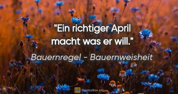 Bauernregel - Bauernweisheit Zitat: "Ein richtiger April macht was er will."