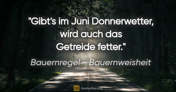 Bauernregel - Bauernweisheit Zitat: "Gibt's im Juni Donnerwetter, wird auch das Getreide fetter."