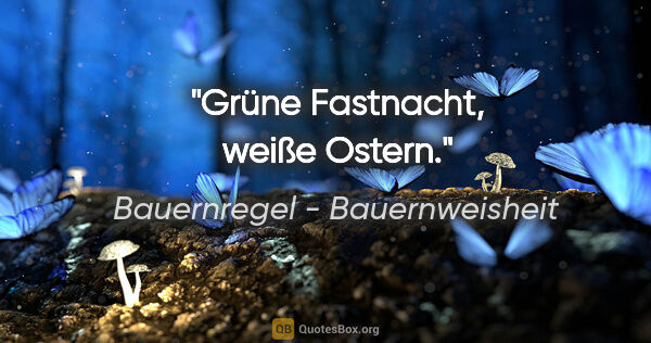 Bauernregel - Bauernweisheit Zitat: "Grüne Fastnacht, weiße Ostern."