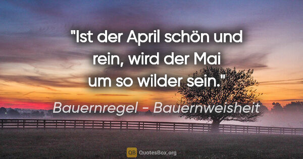 Bauernregel - Bauernweisheit Zitat: "Ist der April schön und rein, wird der Mai um so wilder sein."