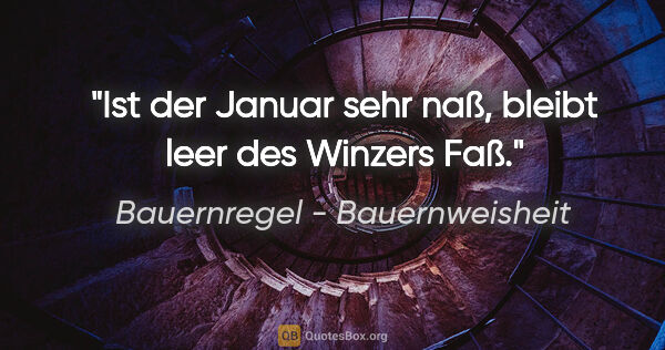 Bauernregel - Bauernweisheit Zitat: "Ist der Januar sehr naß, bleibt leer des Winzers Faß."