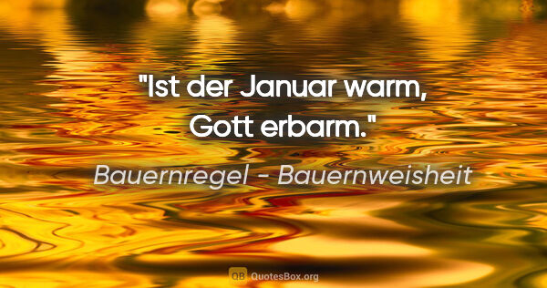 Bauernregel - Bauernweisheit Zitat: "Ist der Januar warm, Gott erbarm."