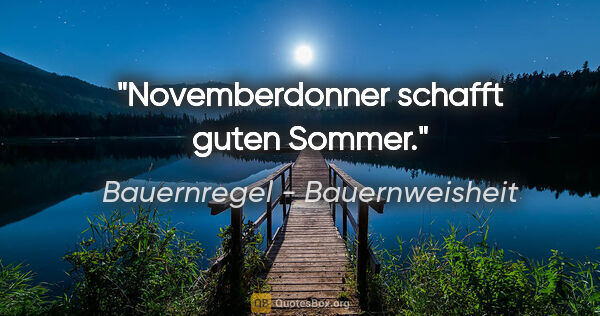 Bauernregel - Bauernweisheit Zitat: "Novemberdonner schafft guten Sommer."