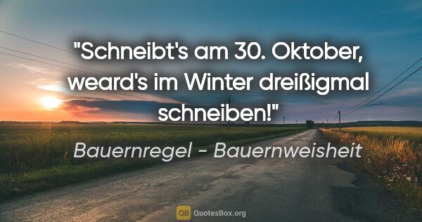 Bauernregel - Bauernweisheit Zitat: "Schneibt's am 30. Oktober, weard's im Winter dreißigmal..."
