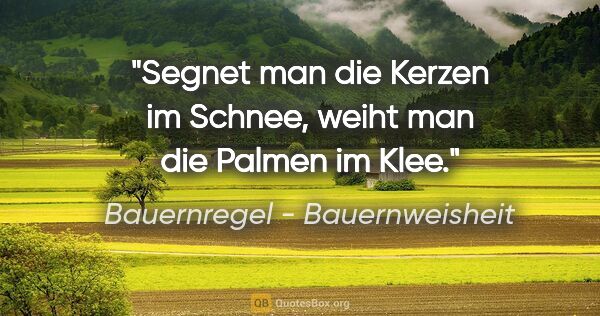 Bauernregel - Bauernweisheit Zitat: "Segnet man die Kerzen im Schnee, weiht man die Palmen im Klee."