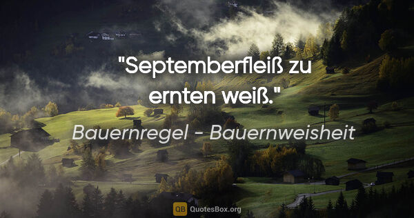 Bauernregel - Bauernweisheit Zitat: "Septemberfleiß zu ernten weiß."